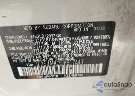 2018 Subaru Forester 2.5I z USA, uszkodzony, nr VIN JF2SJABC3JH617447